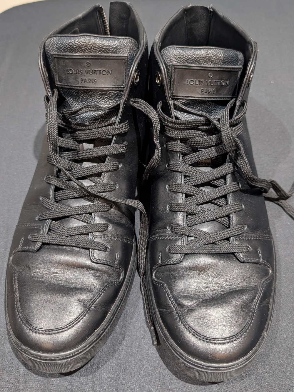 Louis Vuitton Black Leather Men’s Boat-Style High Tops